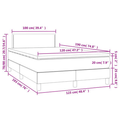 vidaXL atsperu gulta ar matraci, LED, tumši zaļš samts, 120x190 cm