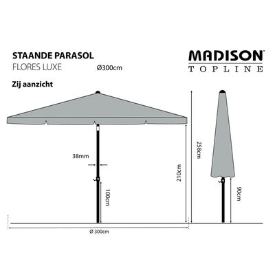 Madison saulessargs Flores Luxe, 300 cm, apaļš, gaiši pelēks