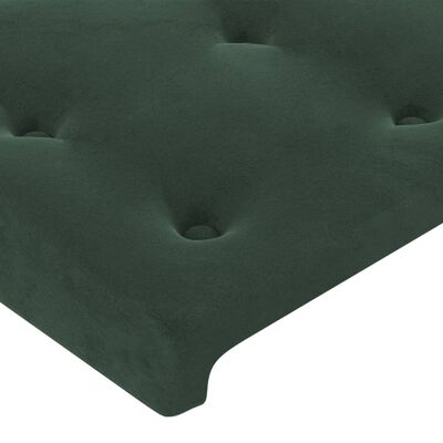 vidaXL gultas galvgalis ar LED, 83x16x118/128 cm, tumši zaļš samts