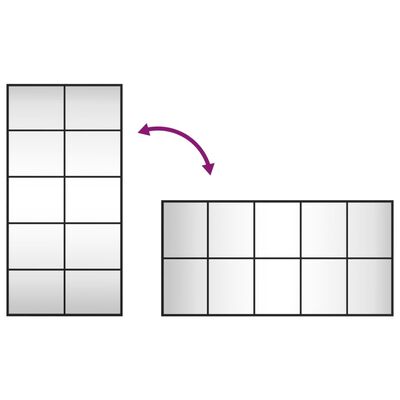 vidaXL sienas spogulis, melns, 50x100 cm, taisnstūra, dzelzs