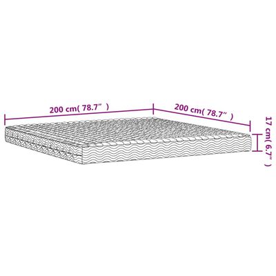 vidaXL putu matracis, balts, 200x200 cm, cietība H2, H3