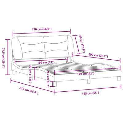 vidaXL gultas rāmis ar LED, brūns, 160x200 cm, mākslīgā āda