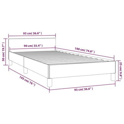 vidaXL gultas rāmis ar galvgali, tumši brūns, 90x190 cm, audums