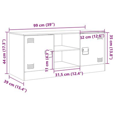 vidaXL TV skapītis, 99x39x44 cm, tērauds, sinepju dzeltens