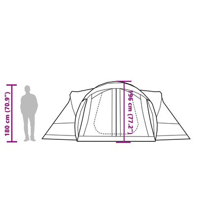 vidaXL ģimenes telts, tipi, 8 personām, pelēka, ūdensnecaurlaidīga