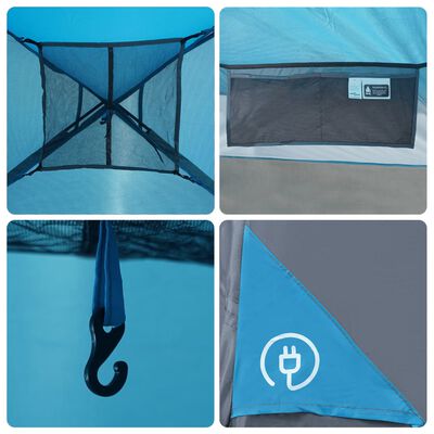 vidaXL ģimenes telts 11 personām, zila, ūdensnecaurlaidīga