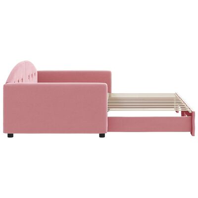 vidaXL izvelkams dīvāns, rozā, 100x200 cm, samts