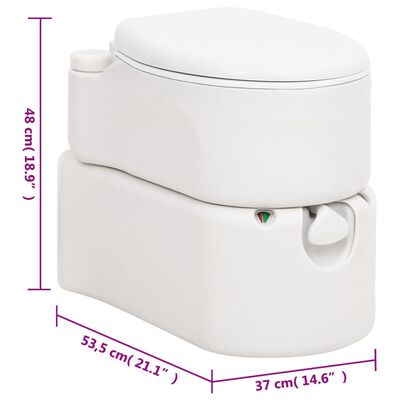 vidaXL integrētā kempinga tualete, balta, 24+17 L, HDPE un emalja