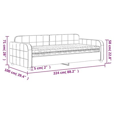 vidaXL dīvāngulta ar matraci, tumši pelēks audums, 90x200 cm