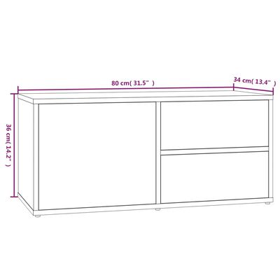 vidaXL TV skapītis, pelēka ozolkoka, 80x34x36 cm, inženierijas koks