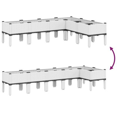 vidaXL dārza puķu kaste ar kājām, balta, 160x120x42 cm, PP