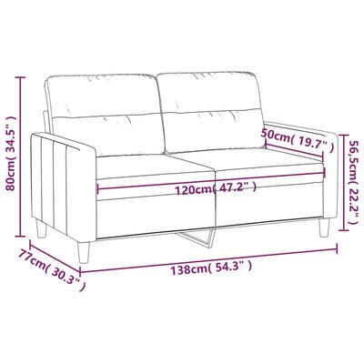 vidaXL divvietīgs dīvāns, brūns audums, 120 cm