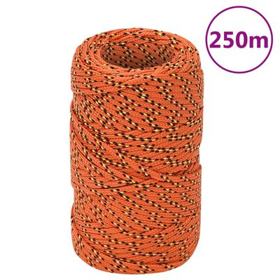 vidaXL laivu virve, oranža, 2 mm, 250 m, polipropilēns