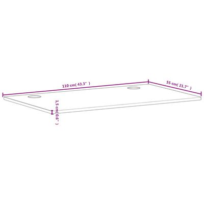 vidaXL rakstāmgalda virsma, 110x55x1,5 cm, dižskābarža masīvkoks