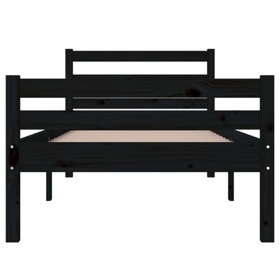 vidaXL gultas rāmis, melns, masīvkoks, 90x200 cm