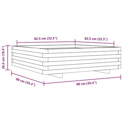 vidaXL dārza puķu kaste, 90x90x26,5 cm, Duglasa egles masīvkoks