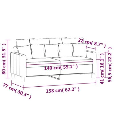 vidaXL divvietīgs dīvāns, dzeltens, 140 cm, samts