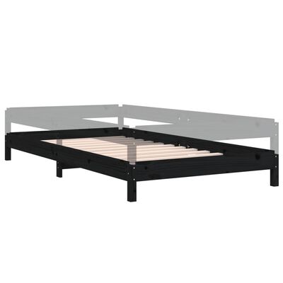 vidaXL gulta, melna, 80x200 cm, priedes masīvkoks