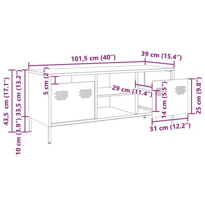 vidaXL TV skapītis, rozā, 101,5x39x43,5 cm, auksti velmēts tērauds