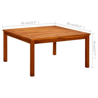 vidaXL dārza galdiņš, 85x85x45 cm, akācijas masīvkoks