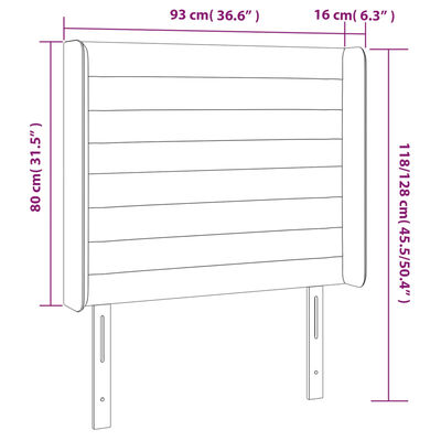 vidaXL gultas galvgalis ar LED, 93x16x118/128 cm, gaiši pelēks samts