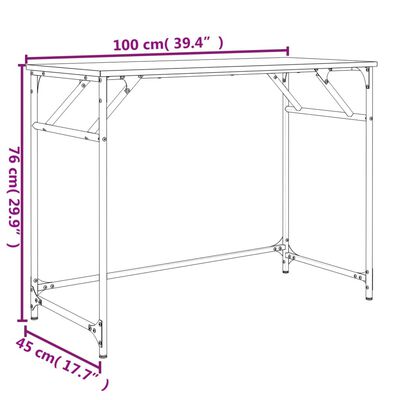 vidaXL rakstāmgalds, koka, 100x45x76 cm, inženierijas koks, tērauds