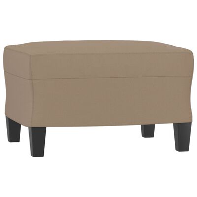 vidaXL trīsvietīgs dīvāns ar kājsoliņu, kapučīno krāsas mākslīgā āda