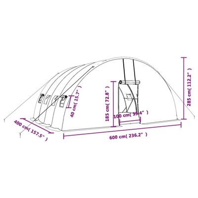 vidaXL siltumnīca ar tērauda rāmi, zaļa, 24 m², 6x4x2,85 m