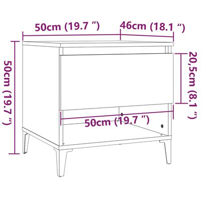 vidaXL galdiņi, 2 gab.,betona pelēks, 50x46x50 cm, inženierijas koks