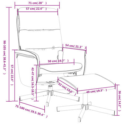vidaXL masāžas krēsls ar kāju balstu, atgāžams, gaiši pelēks audums