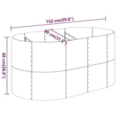 vidaXL augstā puķu kaste, 152x80x68 cm, pulverkrāsots tērauds, zaļa