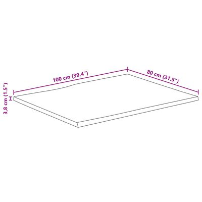 vidaXL galda virsma, 100x80x3,8 cm, mango masīvkoks