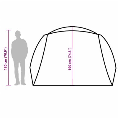 vidaXL ģimenes telts ar lieveni 6 personām, zaļa, ūdensnecaurlaidīga