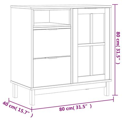 vidaXL kumode ar stikla durvīm FLAM, 80x40x80 cm, priede