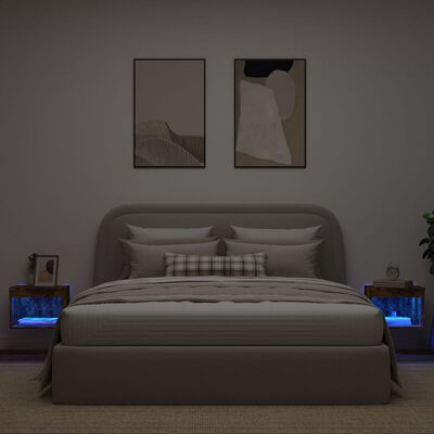 vidaXL sienas naktsskapīši ar LED, 2 gab., ozola krāsa