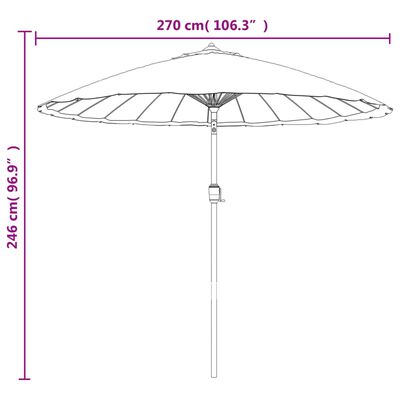 vidaXL dārza saulessargs ar alumīnija kātu, 270 cm, pelēkbrūns