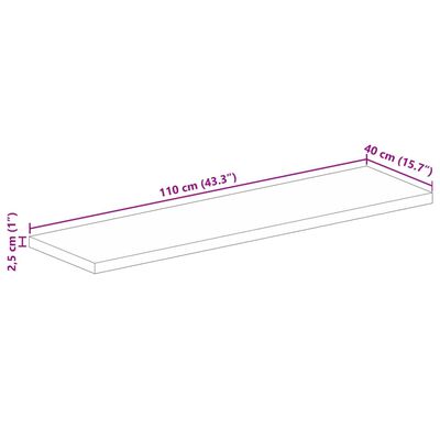 vidaXL galda virsma, 110x40x2,5 cm, taisnstūra, pārstrādāts masīvkoks