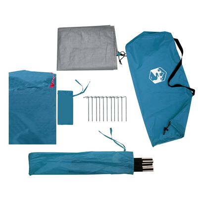 vidaXL kempinga telts 3 personām, zila, ūdensnecaurlaidīga