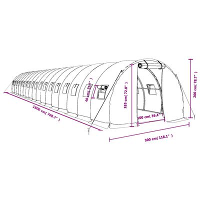 vidaXL siltumnīca ar tērauda rāmi, zaļa, 54 m², 18x3x2 m