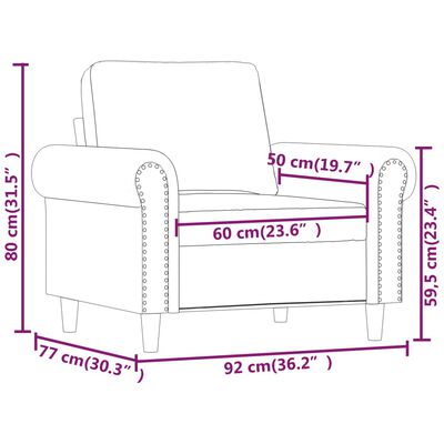 vidaXL atpūtas krēsls, melns, 60 cm, mākslīgā āda