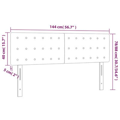 vidaXL gultas galvgalis ar LED, 144x5x78/88 cm, pelēkbrūns audums