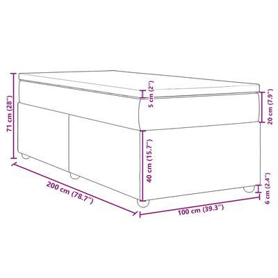 vidaXL atsperu gultas rāmis ar matraci, gaiši pelēka audums, 100x200cm