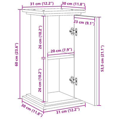 vidaXL displeja statīvs ar glabāšanas 31x30x60 cm inženierijas koks