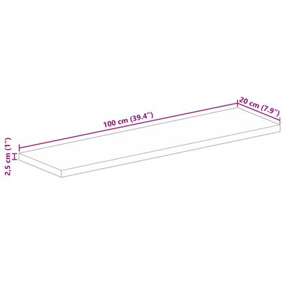 vidaXL galda virsma, 100x20x2,5 cm, taisnstūra, pārstrādāts masīvkoks