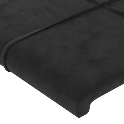 vidaXL gultas galvgalis ar LED, 144x5x78/88 cm, melns samts