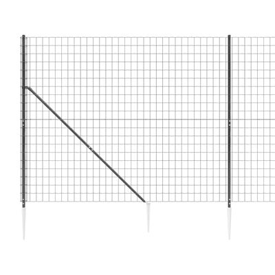 vidaXL stiepļu žogs ar zemes mietiņiem, antracītpelēks, 2,2x10 m