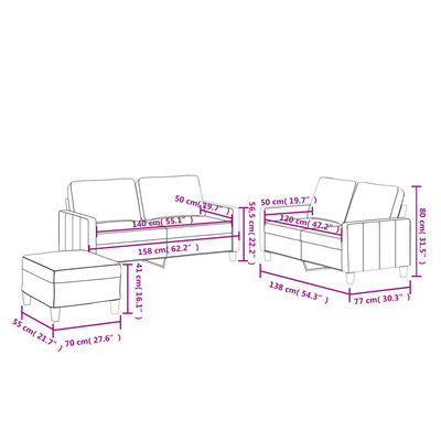 vidaXL trīsdaļīgs dīvānu komplekts, kapučīno krāsas mākslīgā āda