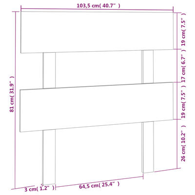 vidaXL gultas galvgalis, medus brūns, 103,5x3x81 cm, priedes masīvkoks