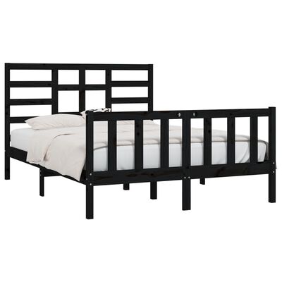 vidaXL gultas rāmis, priedes masīvkoks, melns, 120x200 cm