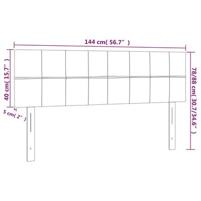 vidaXL gultas galvgalis ar LED, 144x5x78/88 cm, krēmkrāsas audums